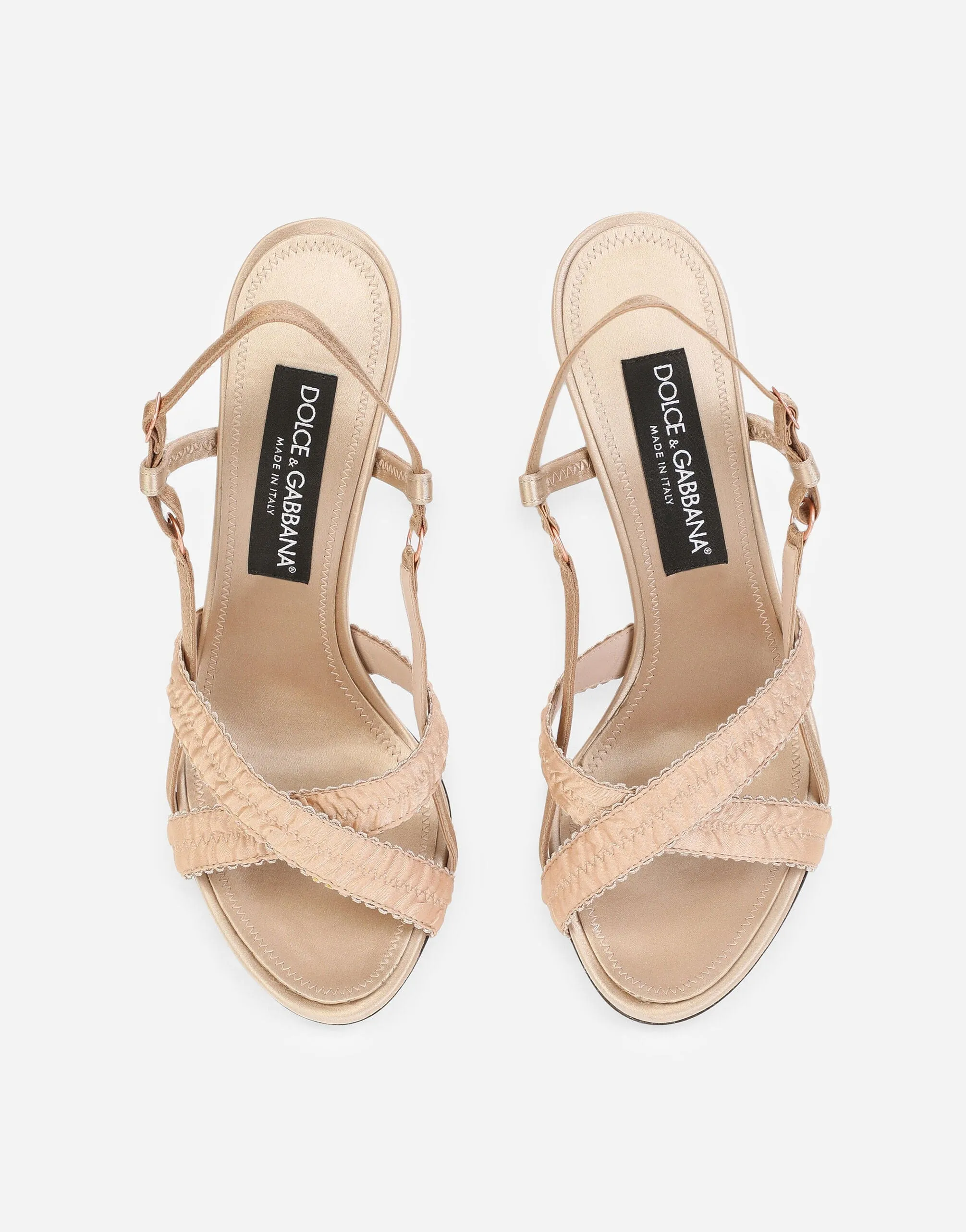 105mm Crossover-Strap Satin Sandals