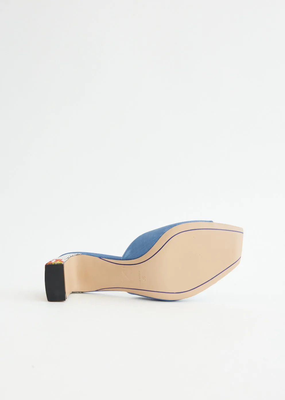 Ade Grosgrain Moire Denim Mules