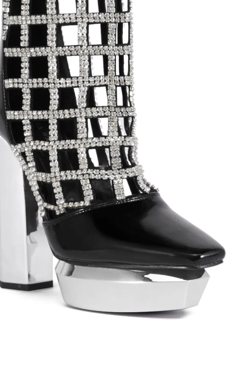 AZALEA WANG AURI BLACK CAGED BOOTIE
