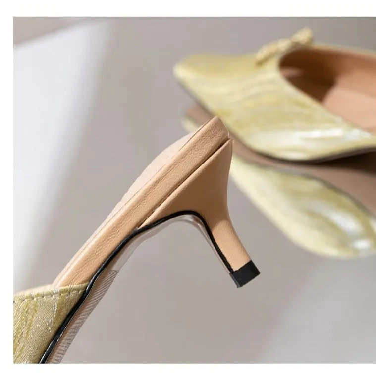 B-FEI o Chinese style new square-topped kitten heel  mule - Shior