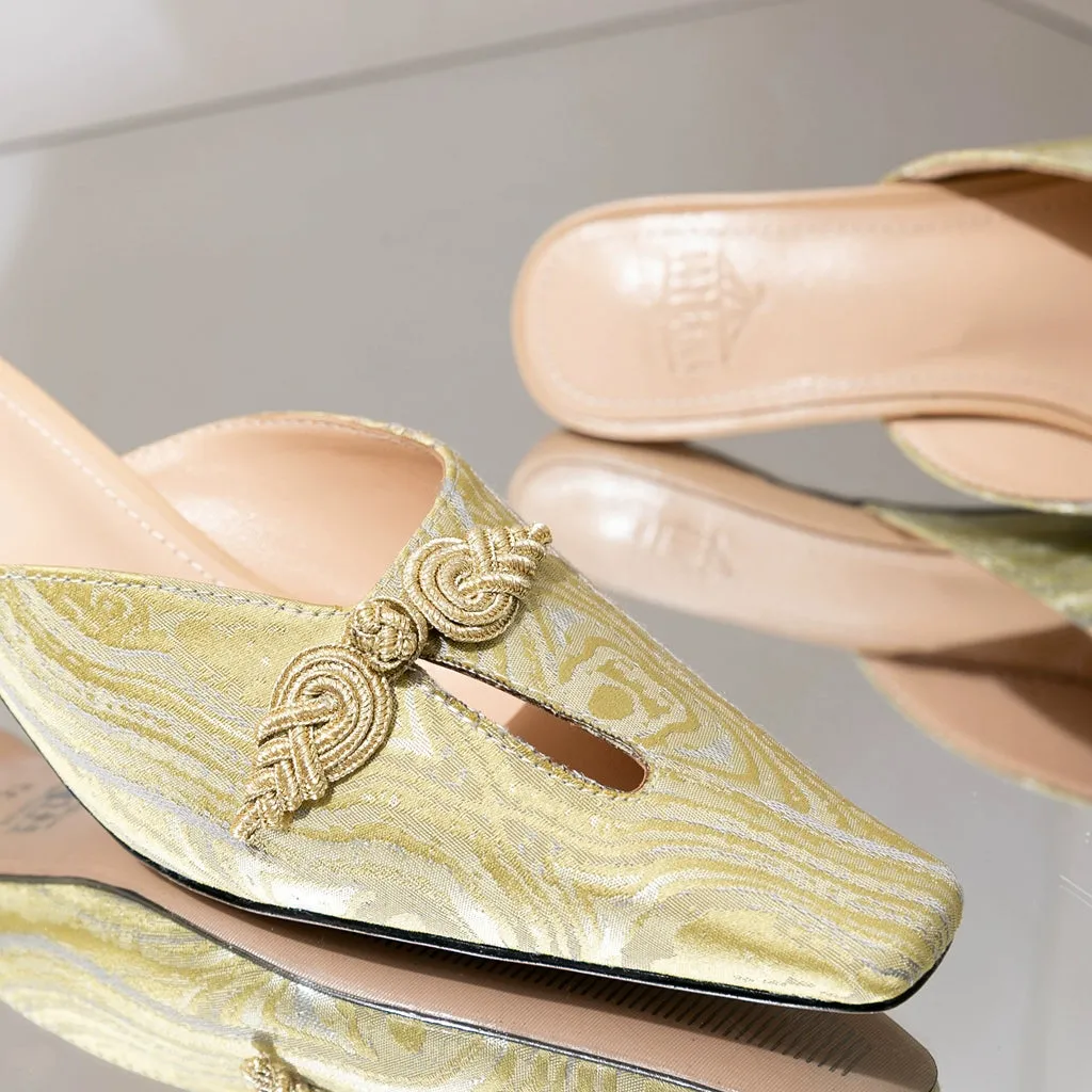 B-FEI o Chinese style new square-topped kitten heel  mule - Shior