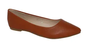 BellaMarie Angie-28 Women's Classic Pointy Toe Ballet Flat Shoes Chestnut (10)