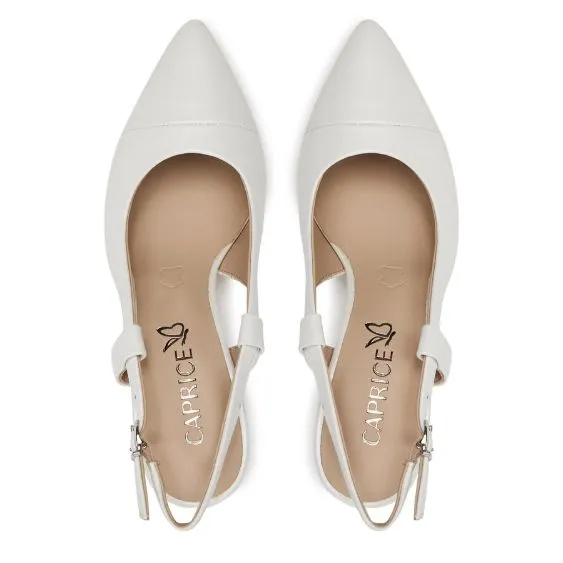 Caprice White Perlato Sling Back Leather Shoe