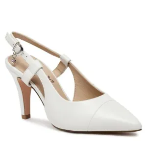 Caprice White Perlato Sling Back Leather Shoe