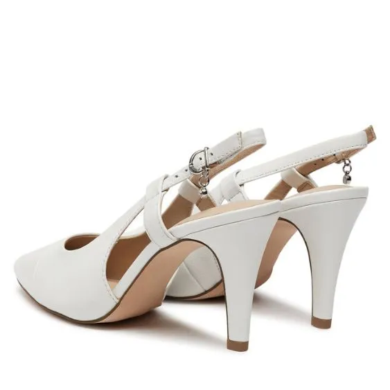Caprice White Perlato Sling Back Leather Shoe