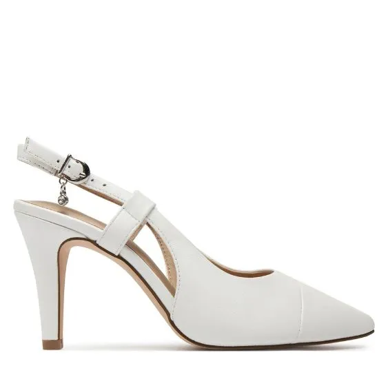 Caprice White Perlato Sling Back Leather Shoe