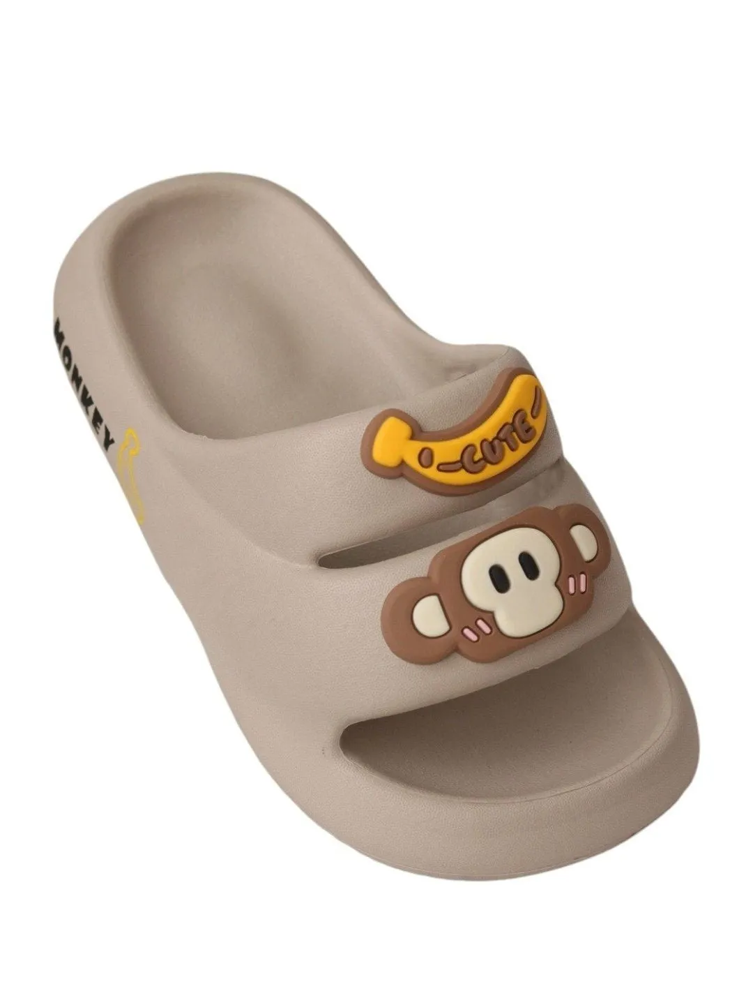 Charming  Brown Monkey Slip-On Slippers For Boys