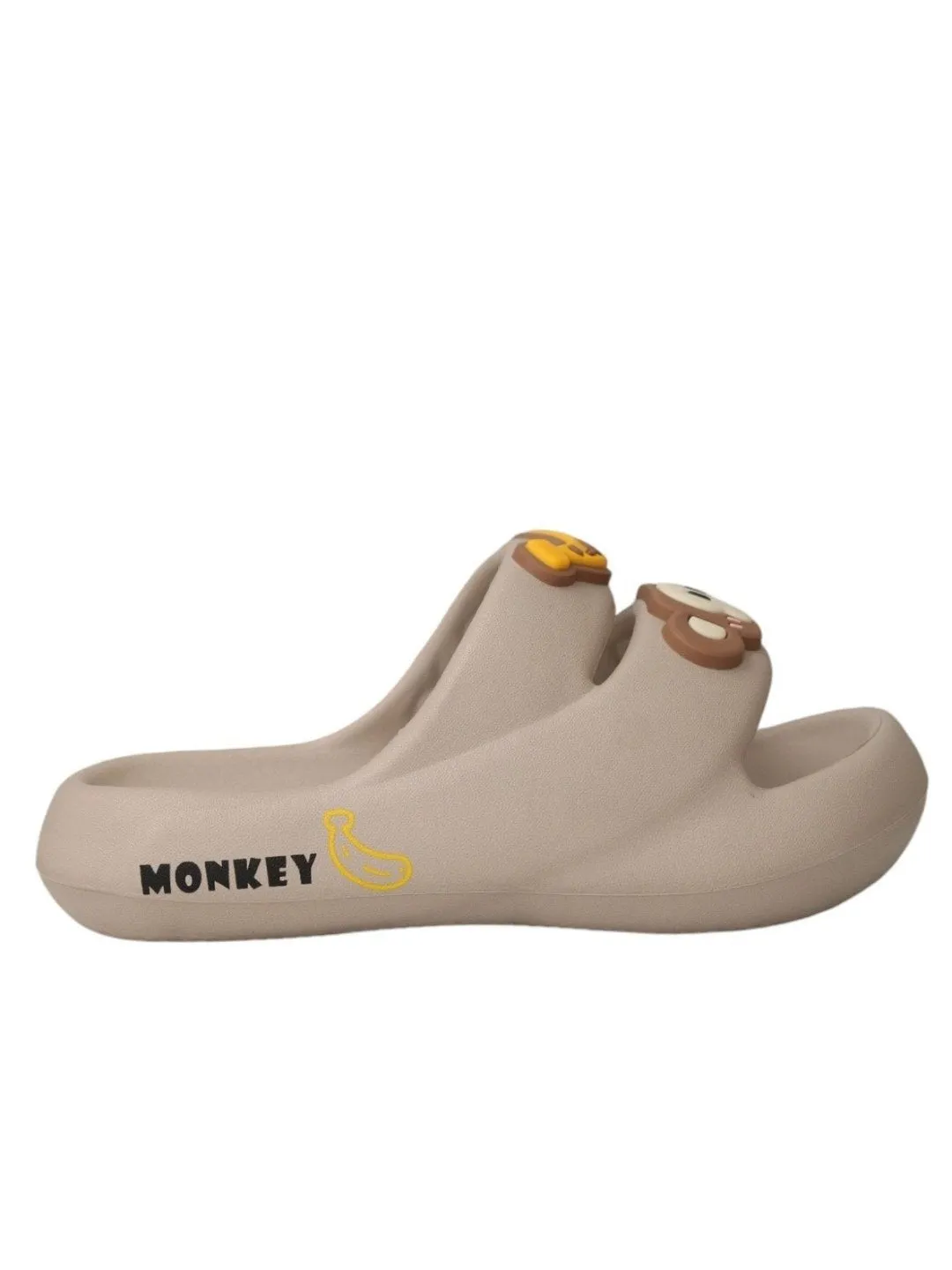 Charming  Brown Monkey Slip-On Slippers For Boys