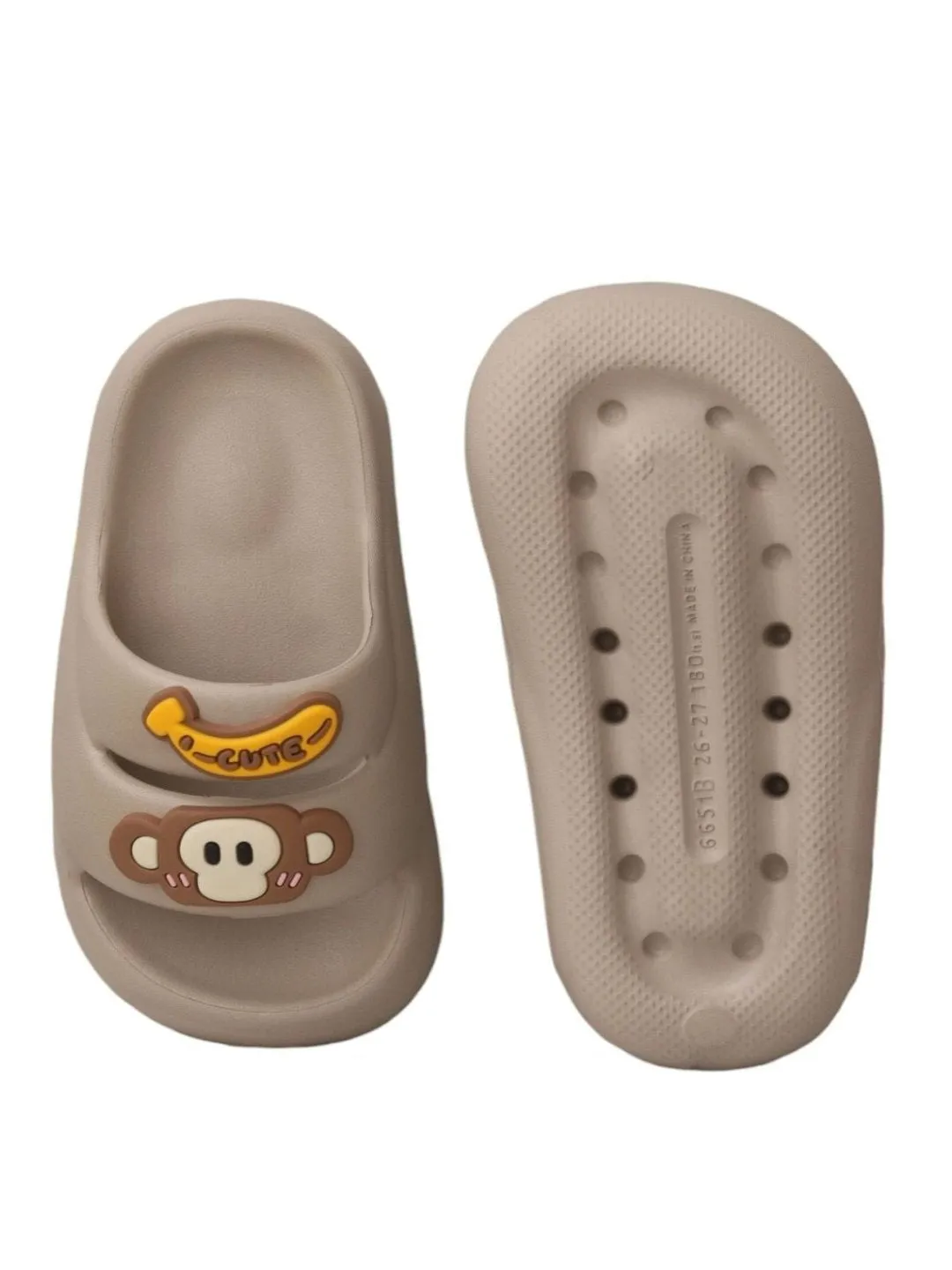 Charming  Brown Monkey Slip-On Slippers For Boys