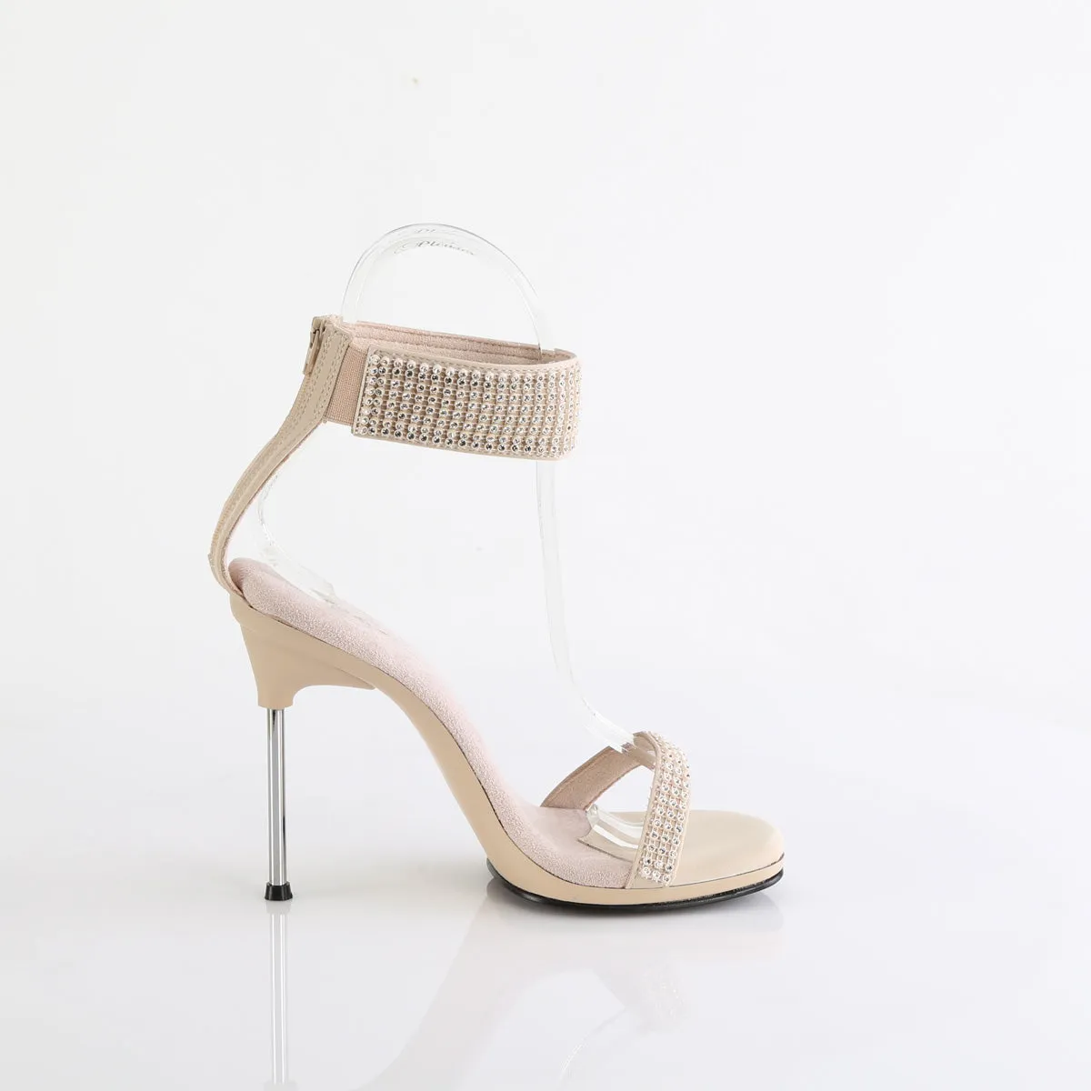 CHIC-40 Fabulicious 4 1/2" Chic Tan Faux Leather-/Tan Sexy Shoes (High Heels)