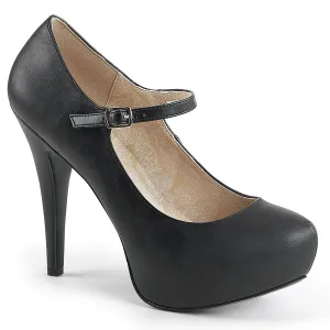 CHLOE-02 Pleaser Pink Label Black Faux Leather Sexy Platform (Large Size Available)