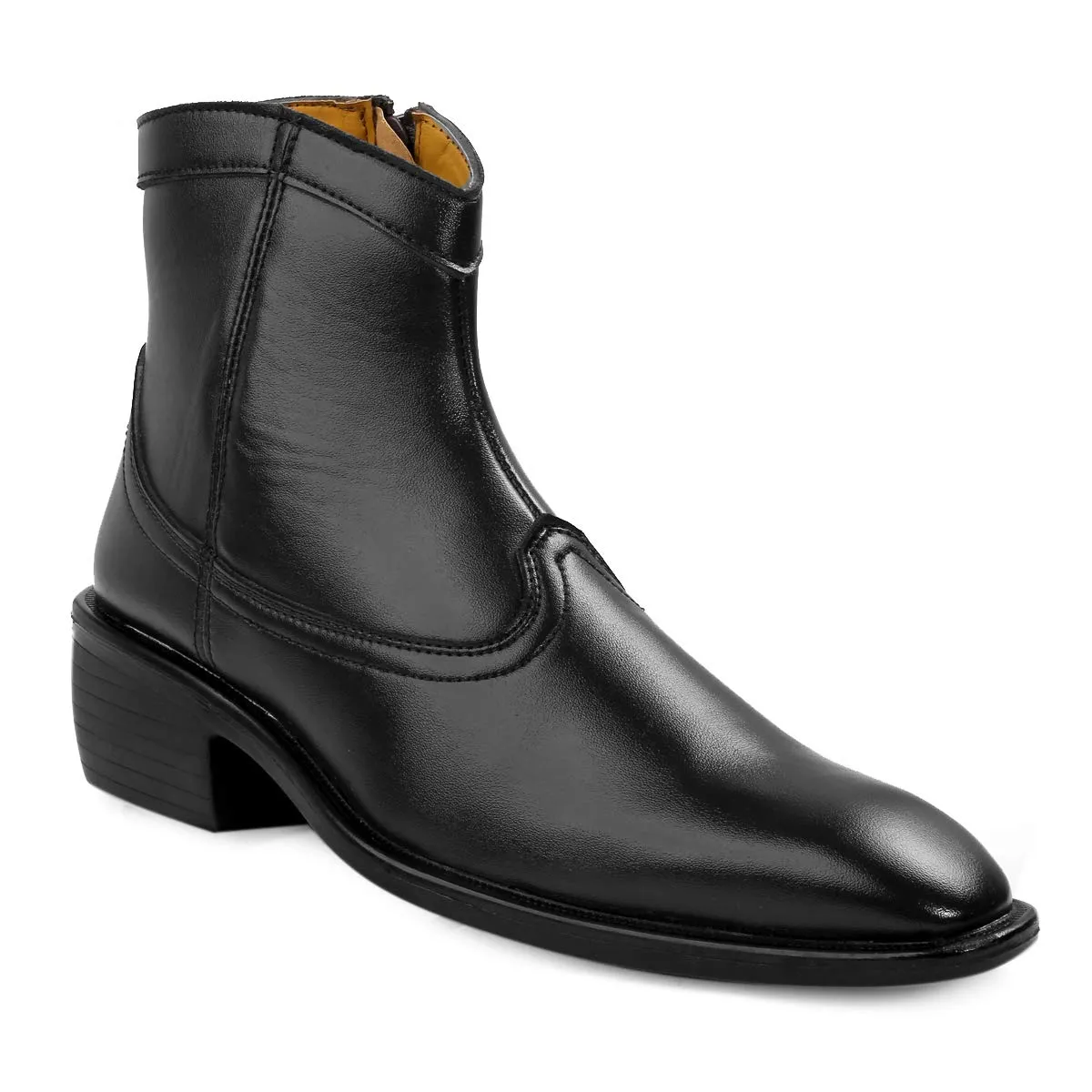 Classy High Ankle Black Casual And Formal Boot With Zip Pattern-JonasParamount