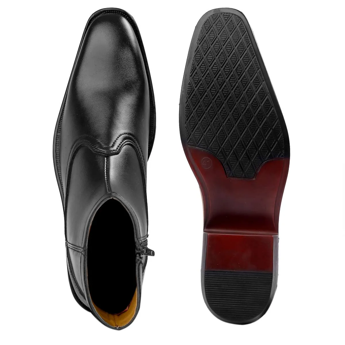 Classy High Ankle Black Casual And Formal Boot With Zip Pattern-JonasParamount