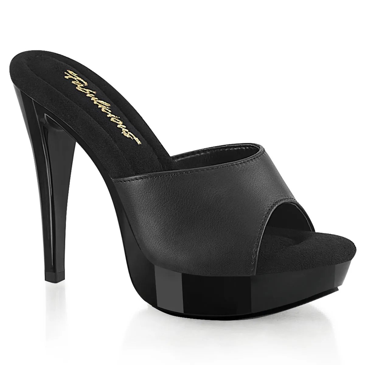 COCKTAIL-501L Fabulicious 5" Cocktail Black Leather Sexy Shoes (High Heels)