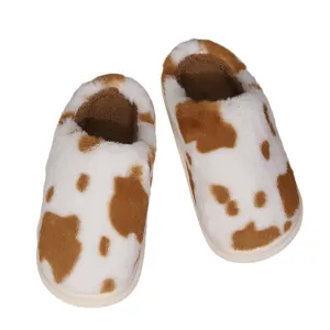 Cozy Cow Plush Slippers – Warm, Non-Slip, and Perfect for Home Comfort!