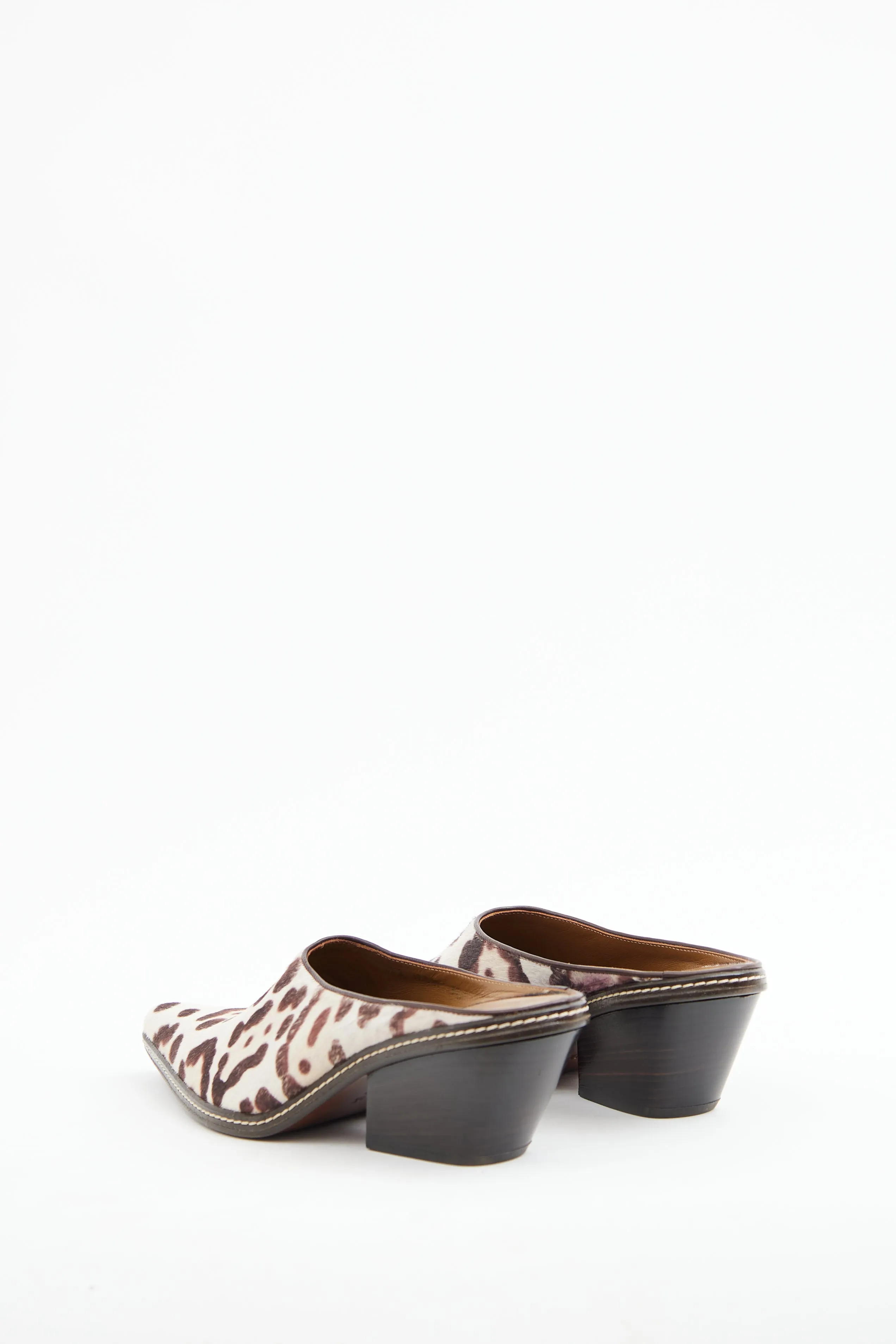 Cream Print Western Mule