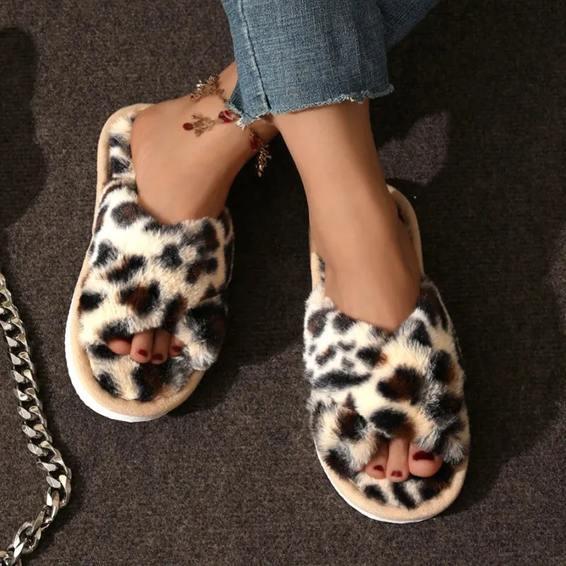 Criss Cross Plush Women’s House Slippers – Fuzzy, Cozy, Stylish Comfort All Winter Long