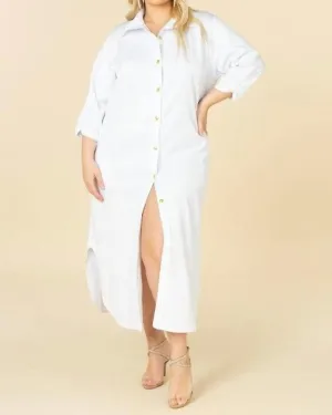 Curvy Maxi Shirtdress in White | White