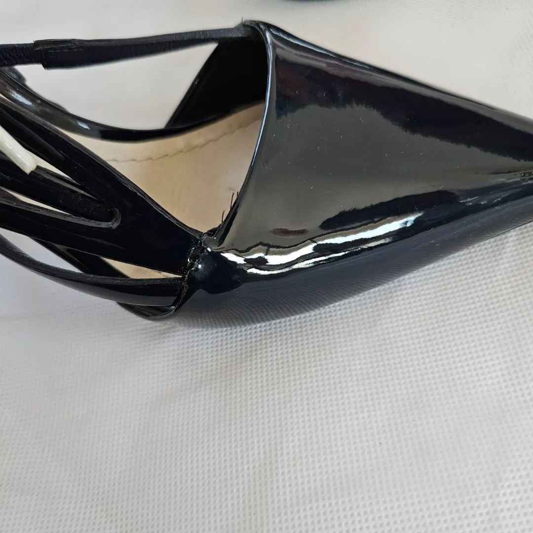 Dior Black Patent Leather Pumps with Shoelace Detail  36.5