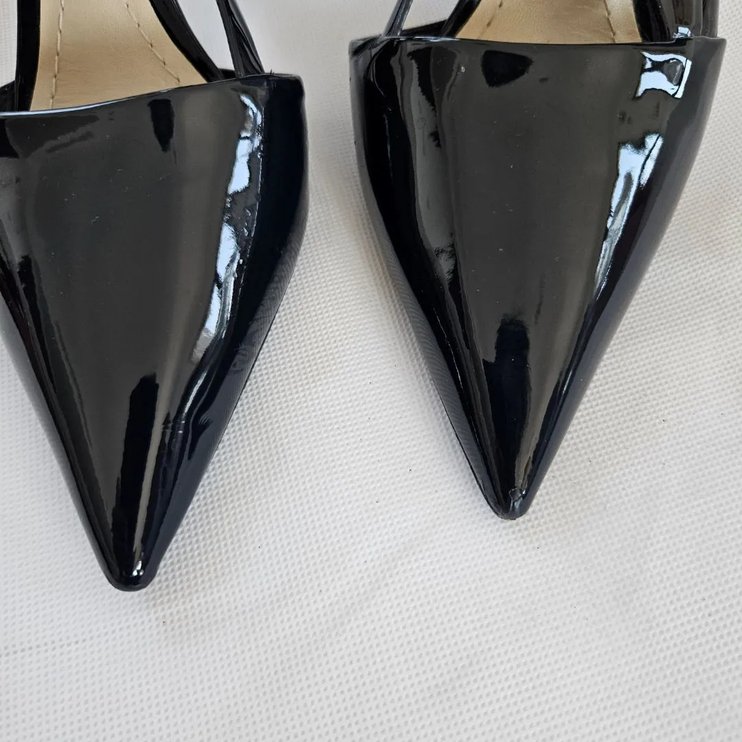 Dior Black Patent Leather Pumps with Shoelace Detail  36.5