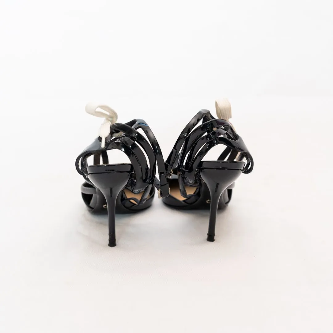 Dior Black Patent Leather Pumps with Shoelace Detail  36.5