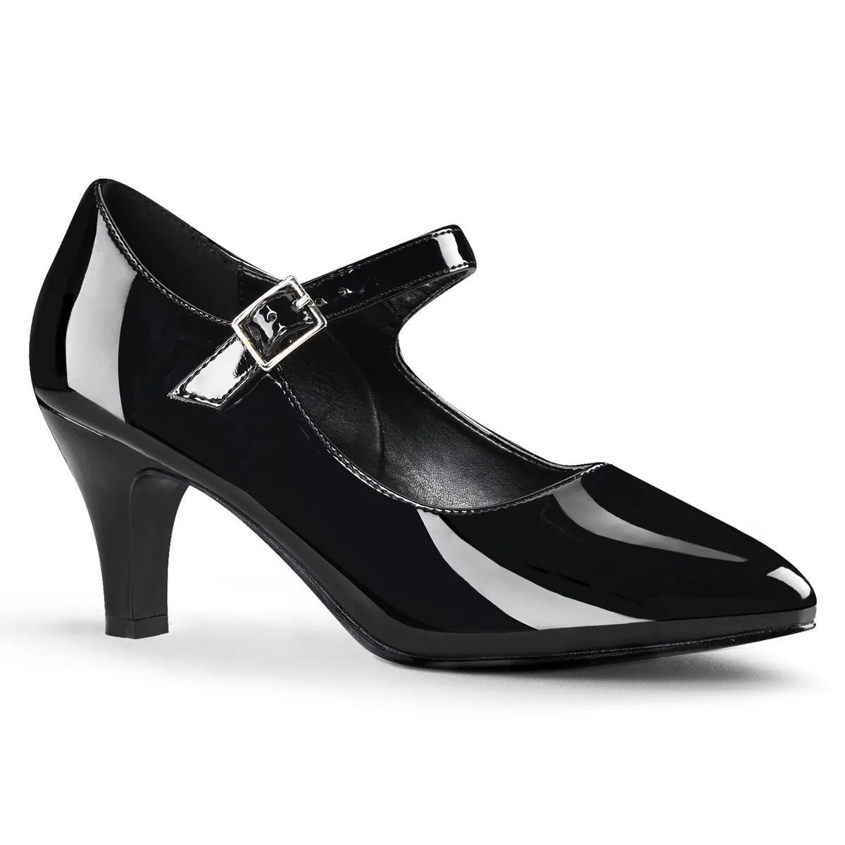 DIVINE-440 Pleaser Pink Label Black Patent Sexy Single Soles (Fetish Footwear)