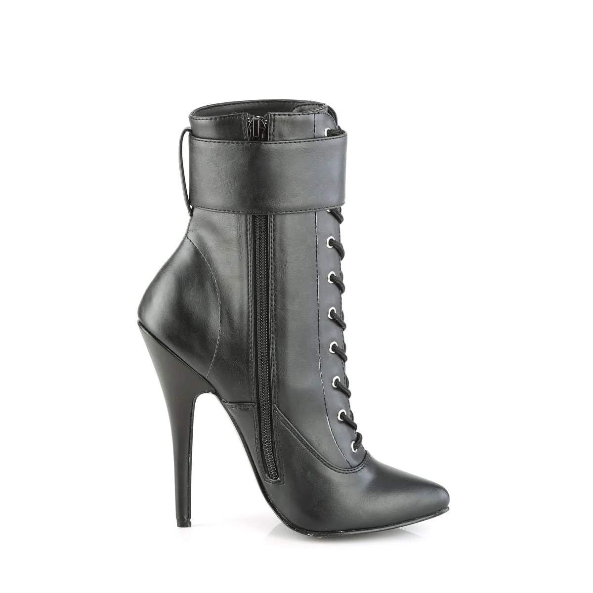 DOMINA-1023 Devious Domina Black Faux Leather Sexy Single Soles (Fetish Footwear)