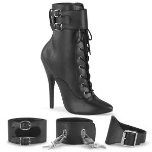 DOMINA-1023 Devious Domina Black Faux Leather Sexy Single Soles (Fetish Footwear)