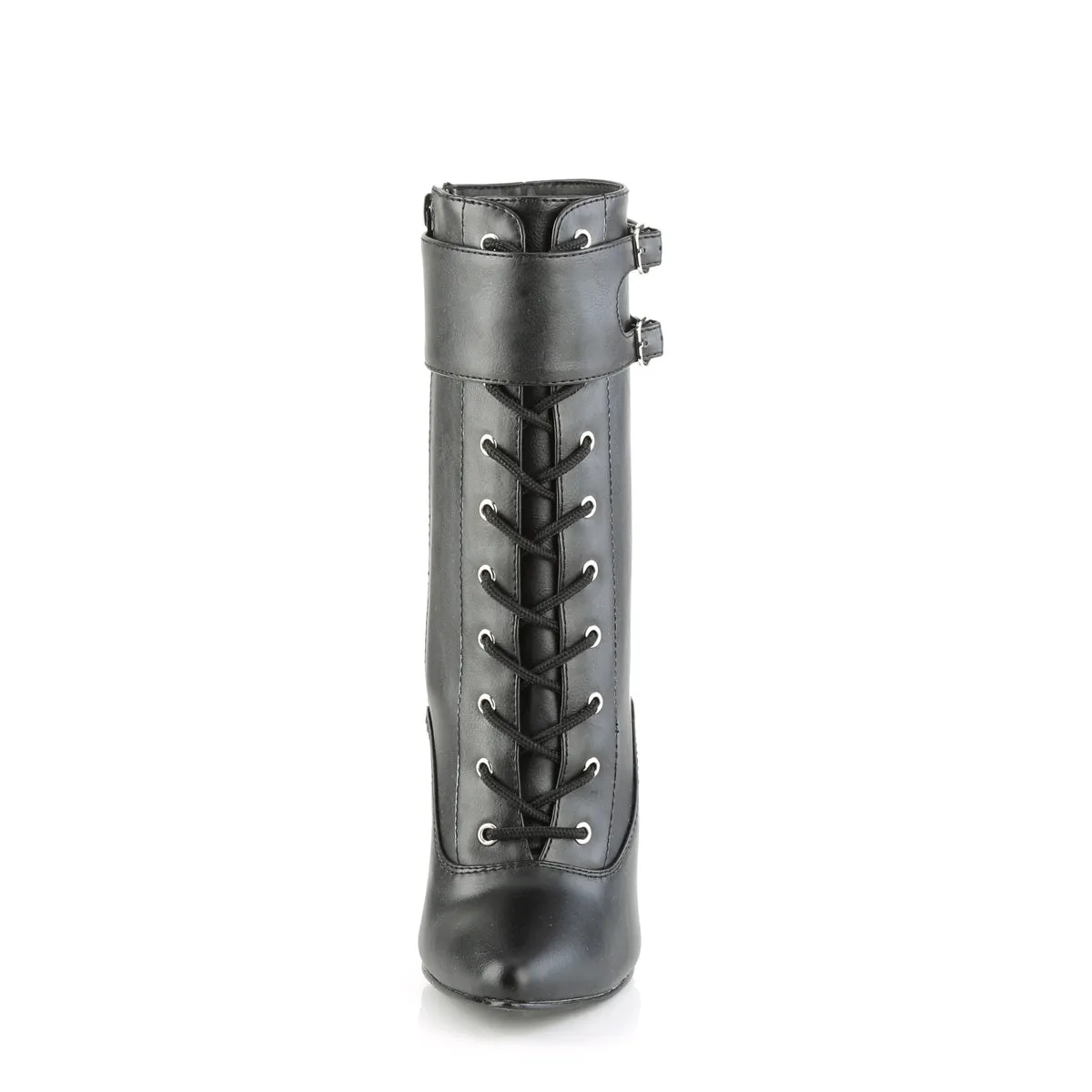 DOMINA-1023 Devious Domina Black Faux Leather Sexy Single Soles (Fetish Footwear)