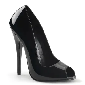 DOMINA-212 Devious Domina Black Patent Sexy Single Soles (Fetish Footwear)