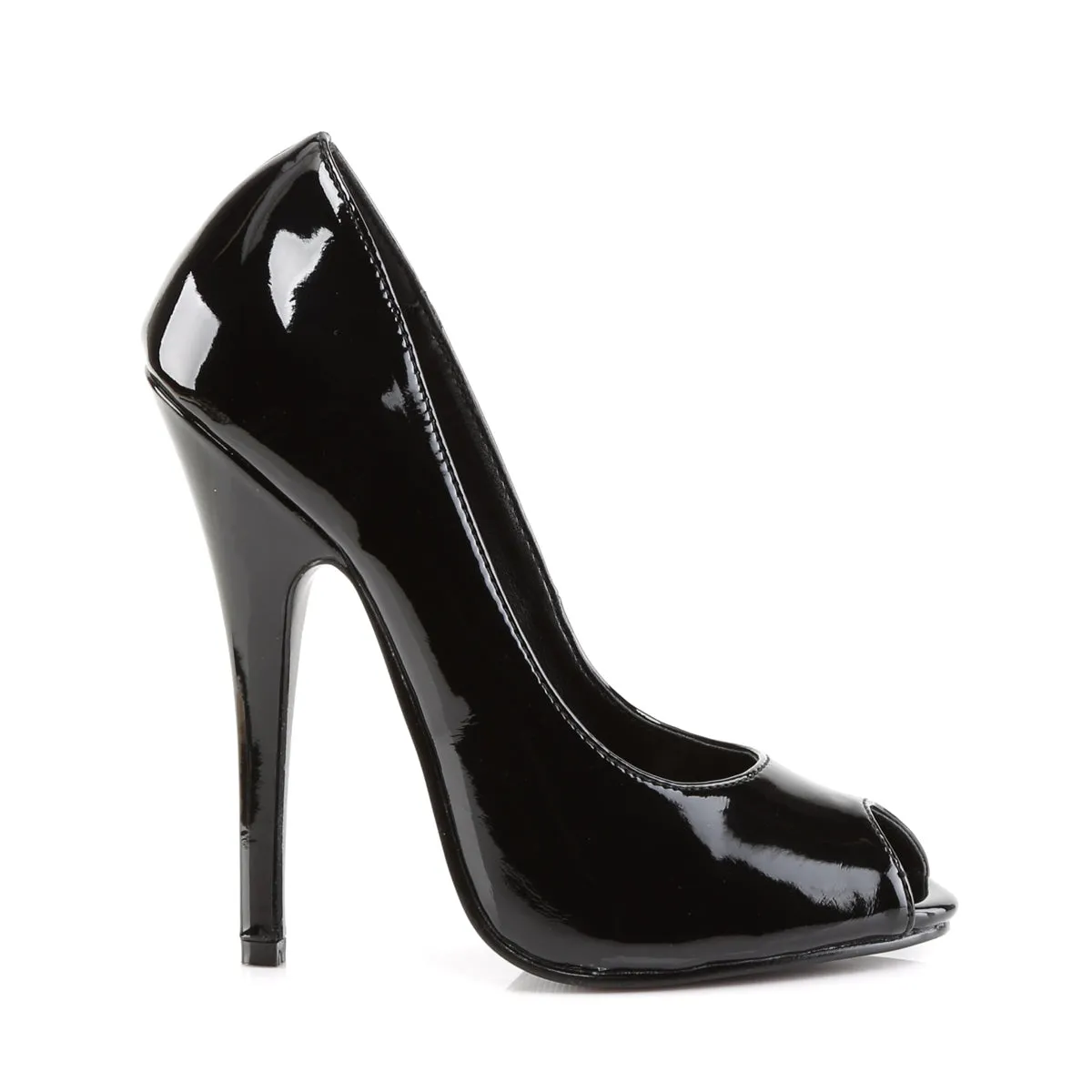 DOMINA-212 Devious Domina Black Patent Sexy Single Soles (Fetish Footwear)