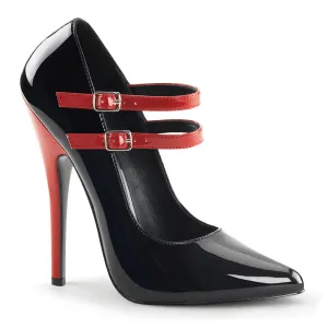 DOMINA-442 Devious Domina Black/Red Sexy Single Soles (Fetish Footwear)