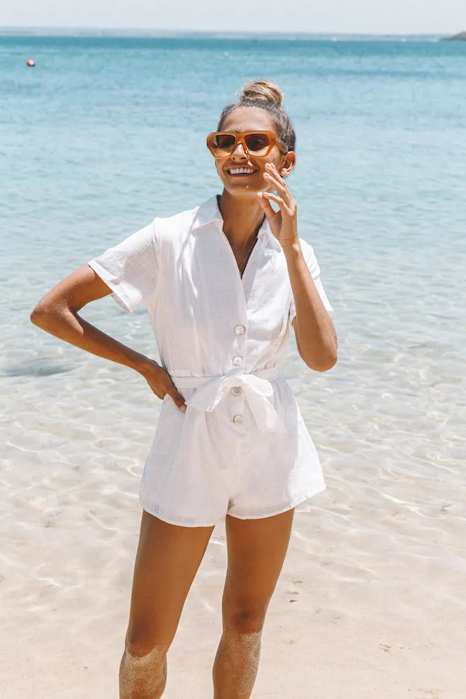 Easier To Stay Playsuit White
