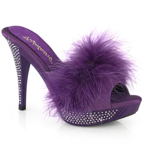 ELEGANT-401F Fabulicious 4 1/2" Elegant Purple Marabou Sexy Shoes (High Heels)