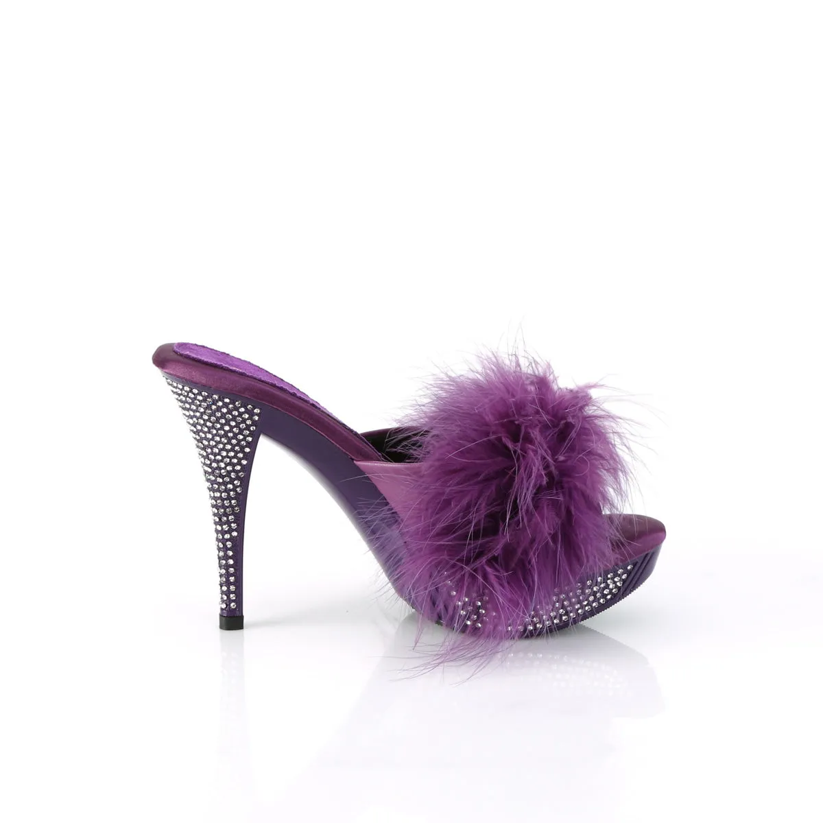 ELEGANT-401F Fabulicious 4 1/2" Elegant Purple Marabou Sexy Shoes (High Heels)