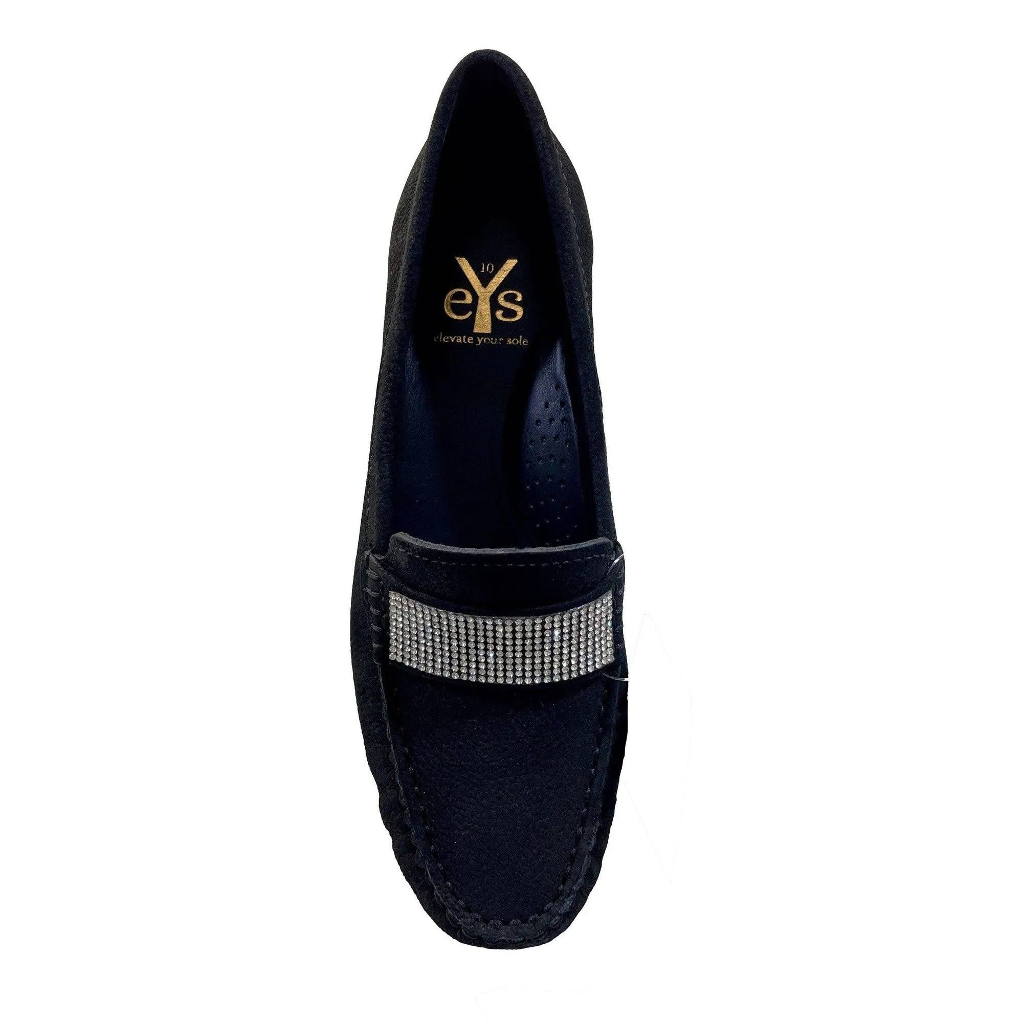 EYS Gemma Ladies Black Nubuck Slip On Shoes