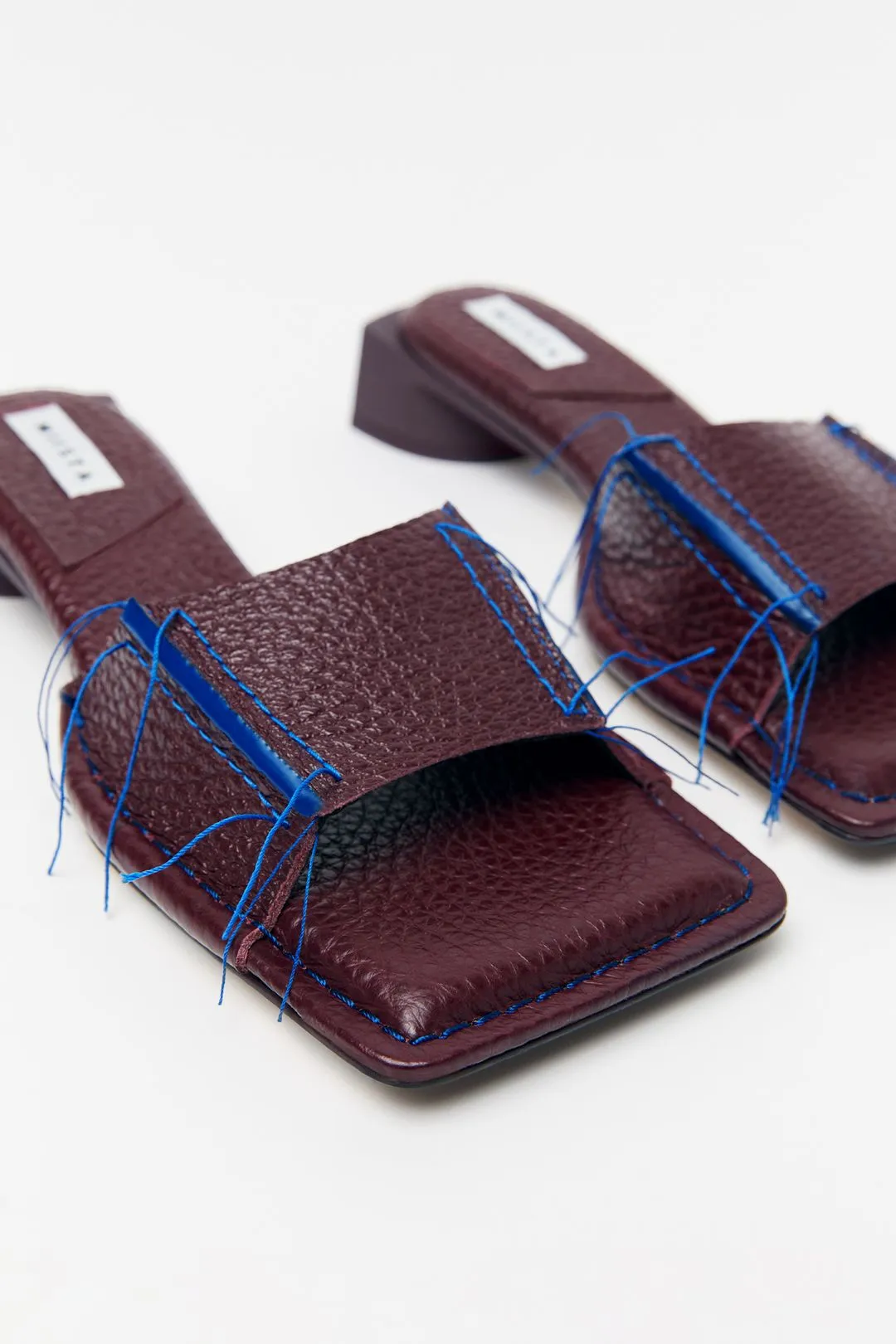 Fifi Square-Toe Grained-Leather Mules