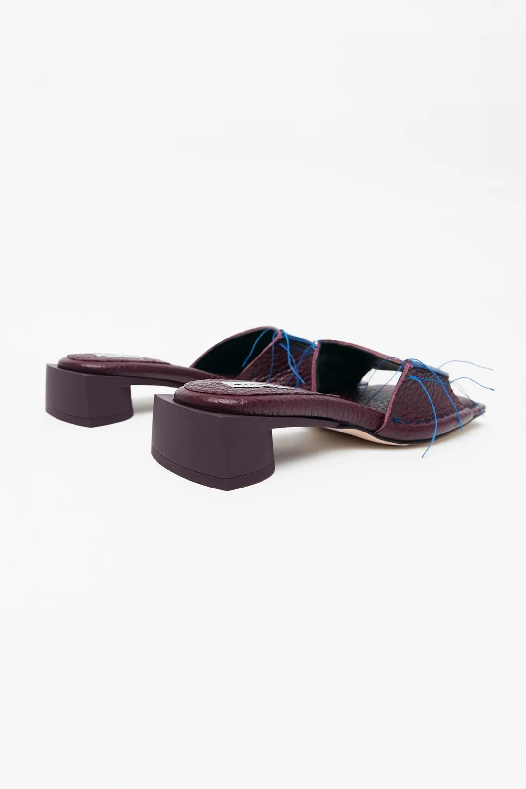 Fifi Square-Toe Grained-Leather Mules