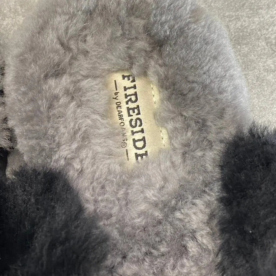 FIRESIDE By DEARFOAMS Women's Black Sydney Shearling Scuff Slip-On Slippers SZ10