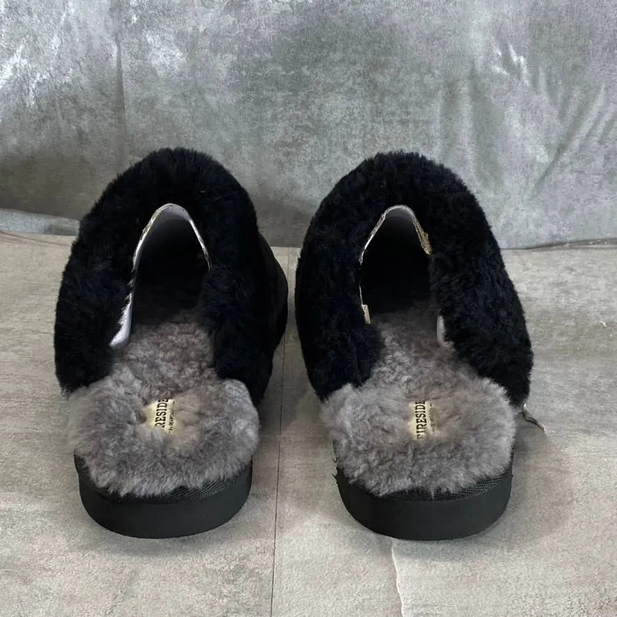 FIRESIDE By DEARFOAMS Women's Black Sydney Shearling Scuff Slip-On Slippers SZ10