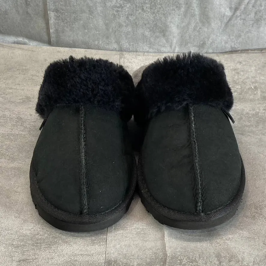 FIRESIDE By DEARFOAMS Women's Black Sydney Shearling Scuff Slip-On Slippers SZ10