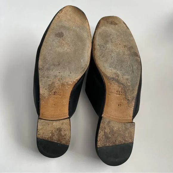 Gucci Princetown Horsebit Rose Embroidered Leather Mules