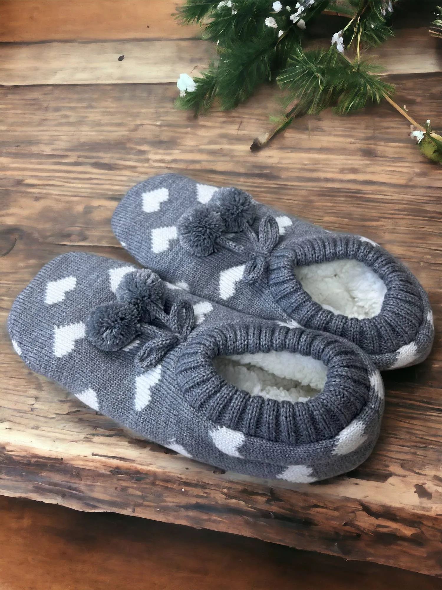 Happy Hearts Grey Super Cosy Slipper Socks