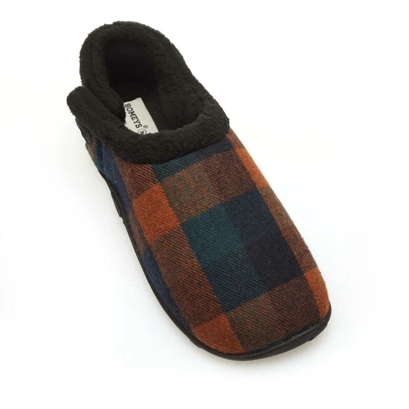 Harry - Navy Rust Check Men's Slippers