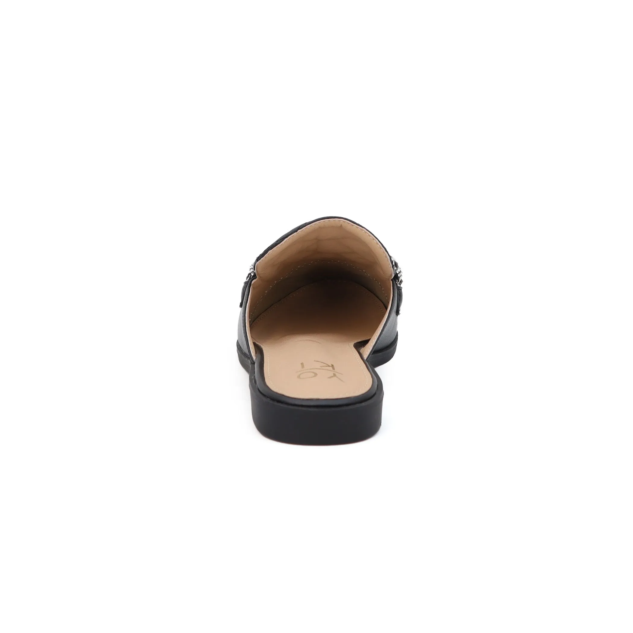 JACEY-06 Women's Quilted Mules With Braided Stones