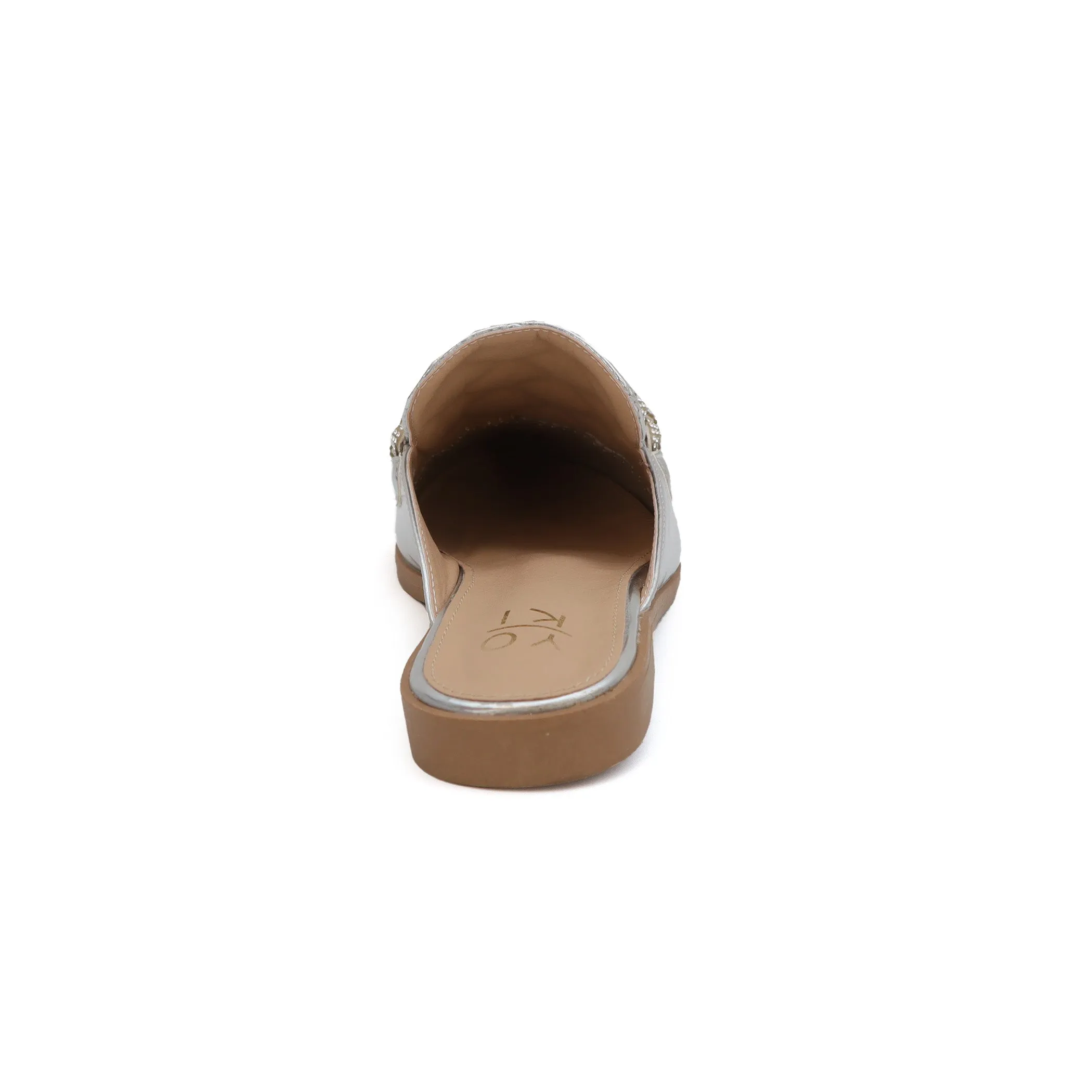 JACEY-06 Women's Quilted Mules With Braided Stones