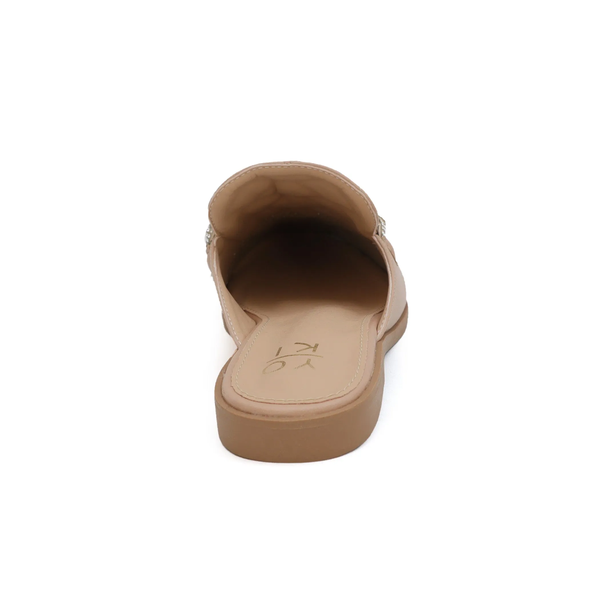 JACEY-06 Women's Quilted Mules With Braided Stones