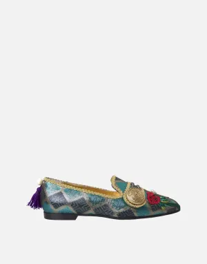 Jacquard Slippers With Embellishments