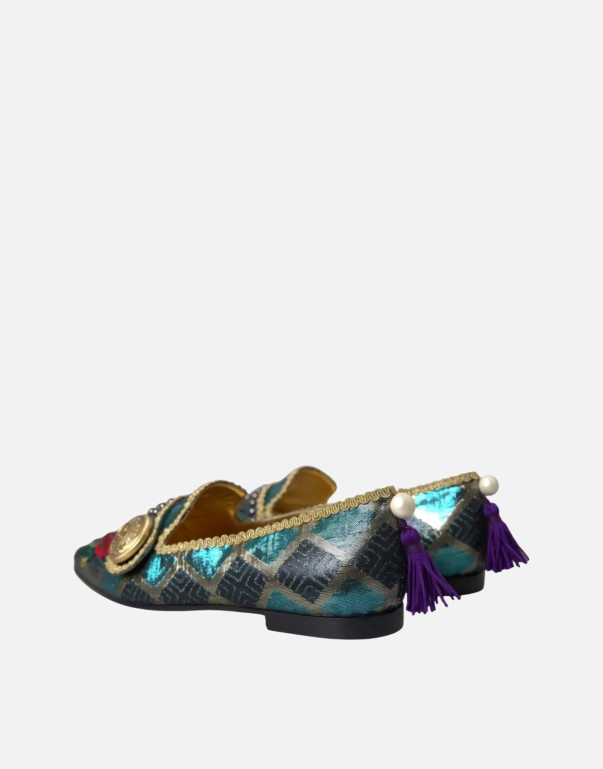 Jacquard Slippers With Embellishments