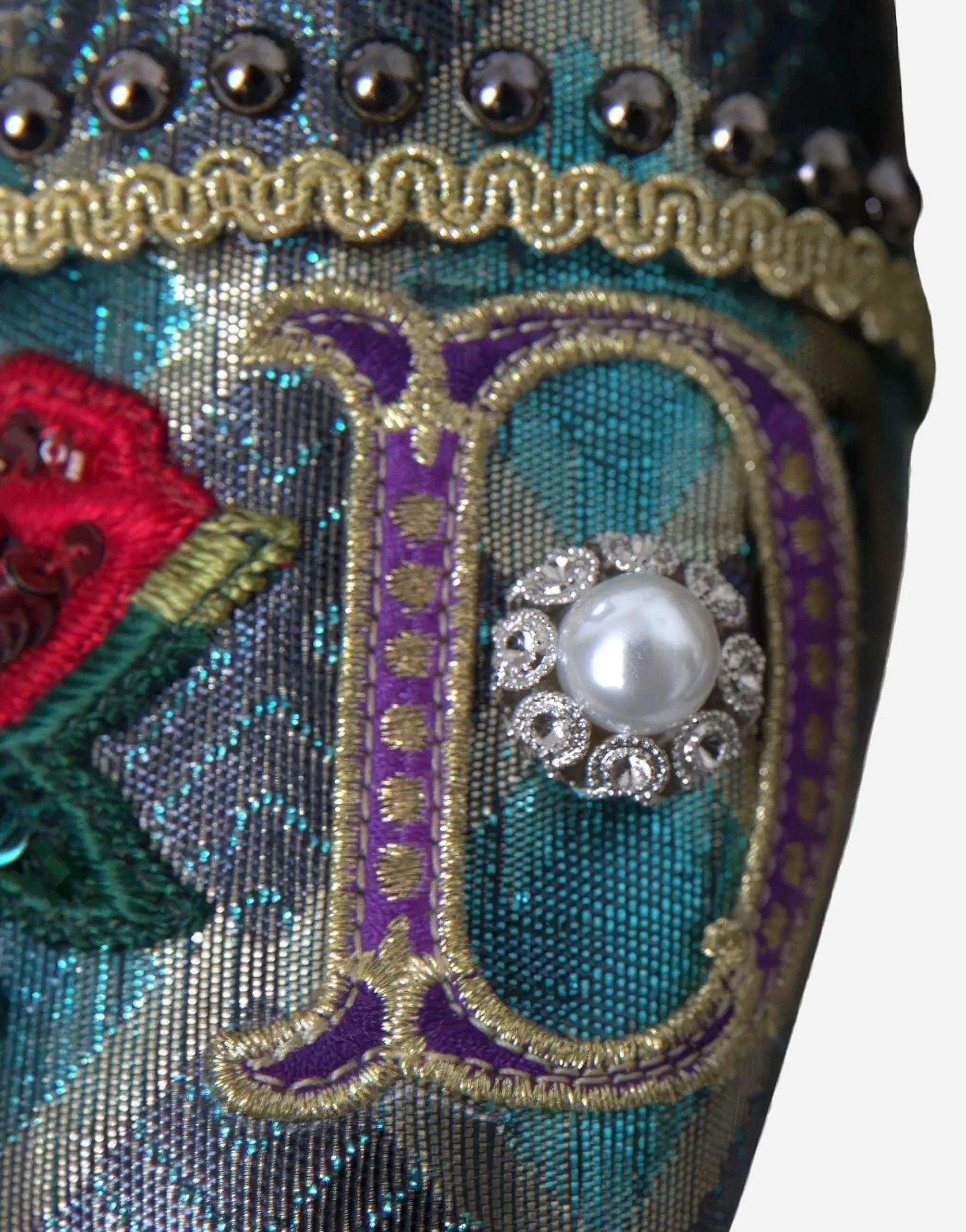 Jacquard Slippers With Embellishments